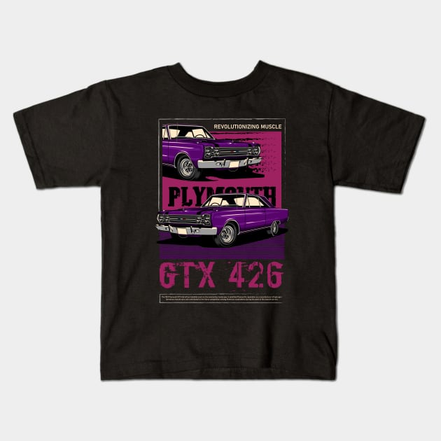 Retro Plymouth GTX 426 Hemi Kids T-Shirt by milatees